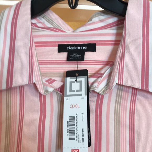 3XL Pink, White & Cream Striped Long Sleeve Shirt - Picture 2 of 3